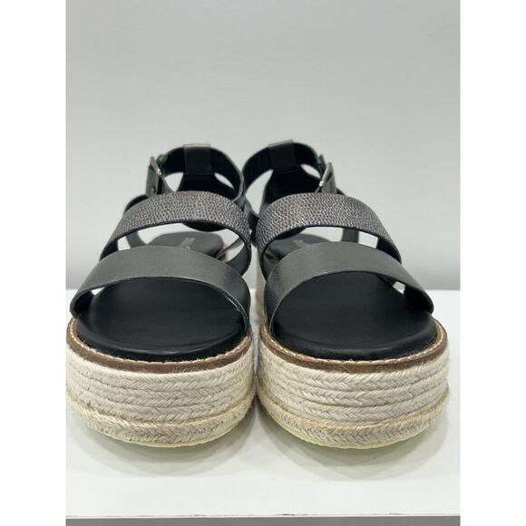 Diba True Day Line 9 Espadrille Black Gunmetal Leather Platform Espadrille‎ NIB - Picture 6 of 8